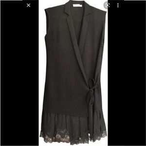 Sandro Elegant Black Lace Trim Dress, M